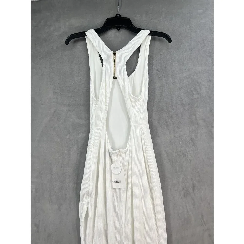 Rumer The Label Rosa Maxi Dress Size X-Small White Ribbed Stretchy Bodycon - Picture 8 of 11